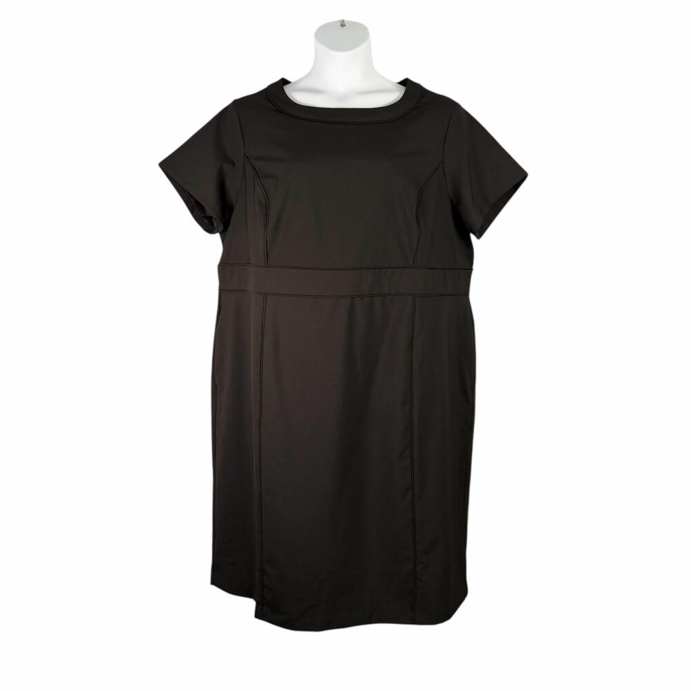 Lands End Dress Womens 22W Black Wool Blend Sheath Office Formal Minimalist